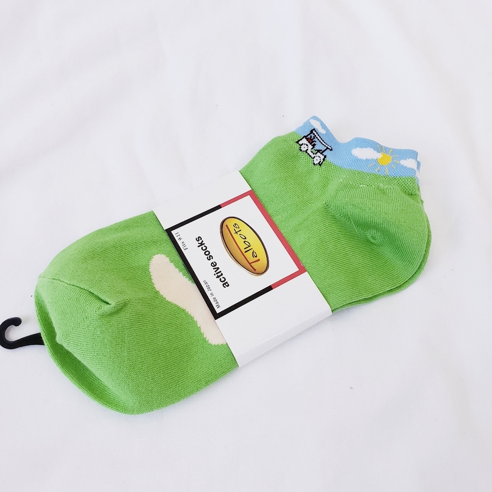 Talbots Golf Themed Active Socks Green Vintage Low Cut NEW NWT